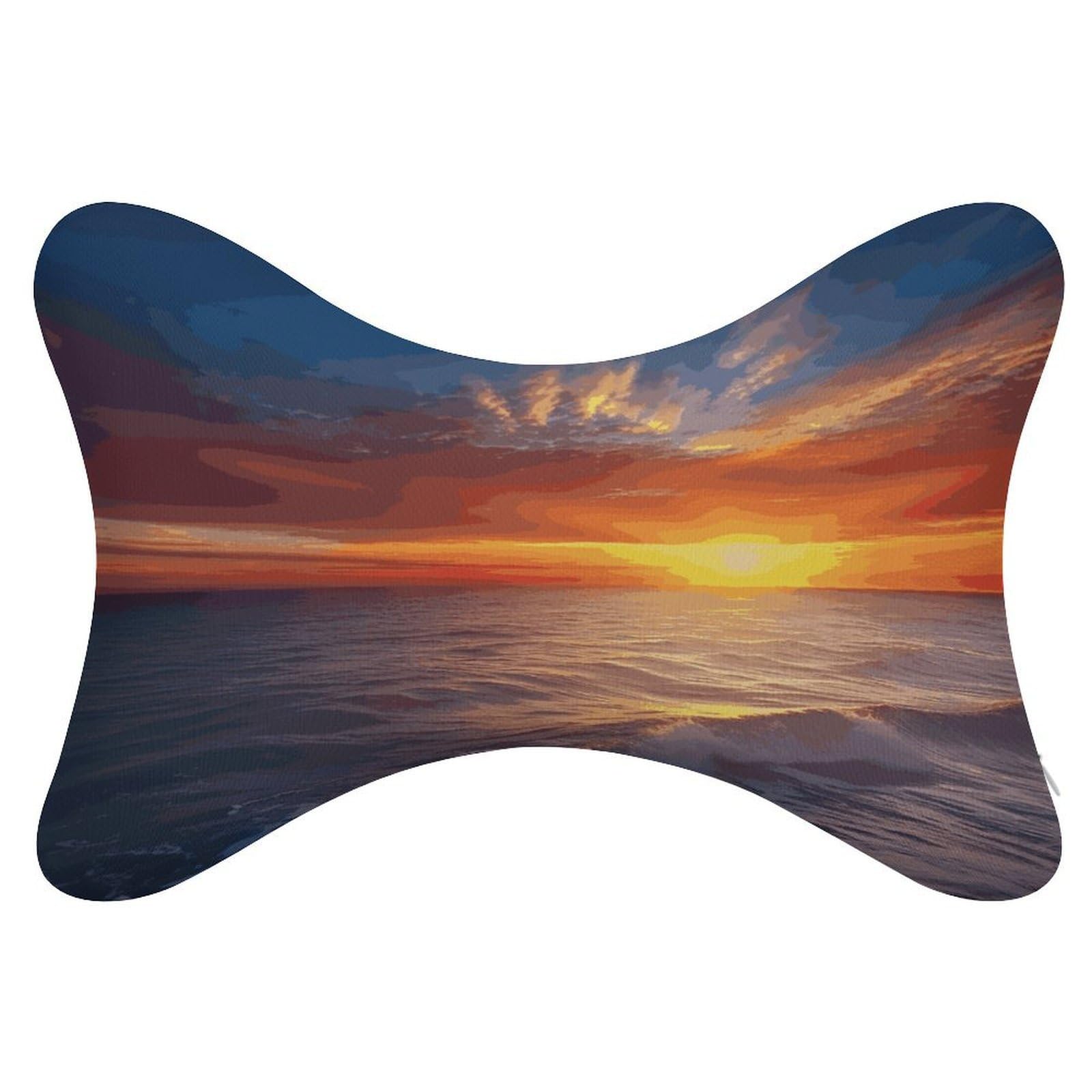 FekiLoot Sea and Sunset Car Headrest Set of 2,Softness Memory Foam Car Neck Pillow with Breathable Removable Cover Car Neck Support Pillow Ergonomic for Driving, Office