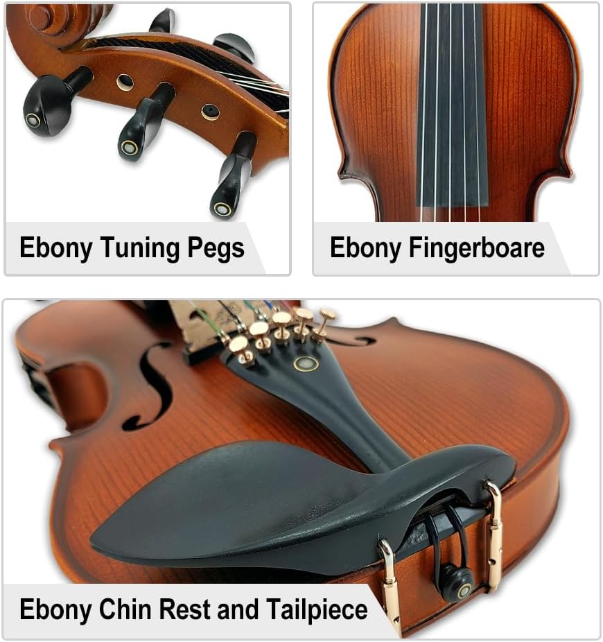 5 String Electric violin Maple Spruce Wood Acoustic Violin Ebony Fittings 4/4 Blue color (brown)