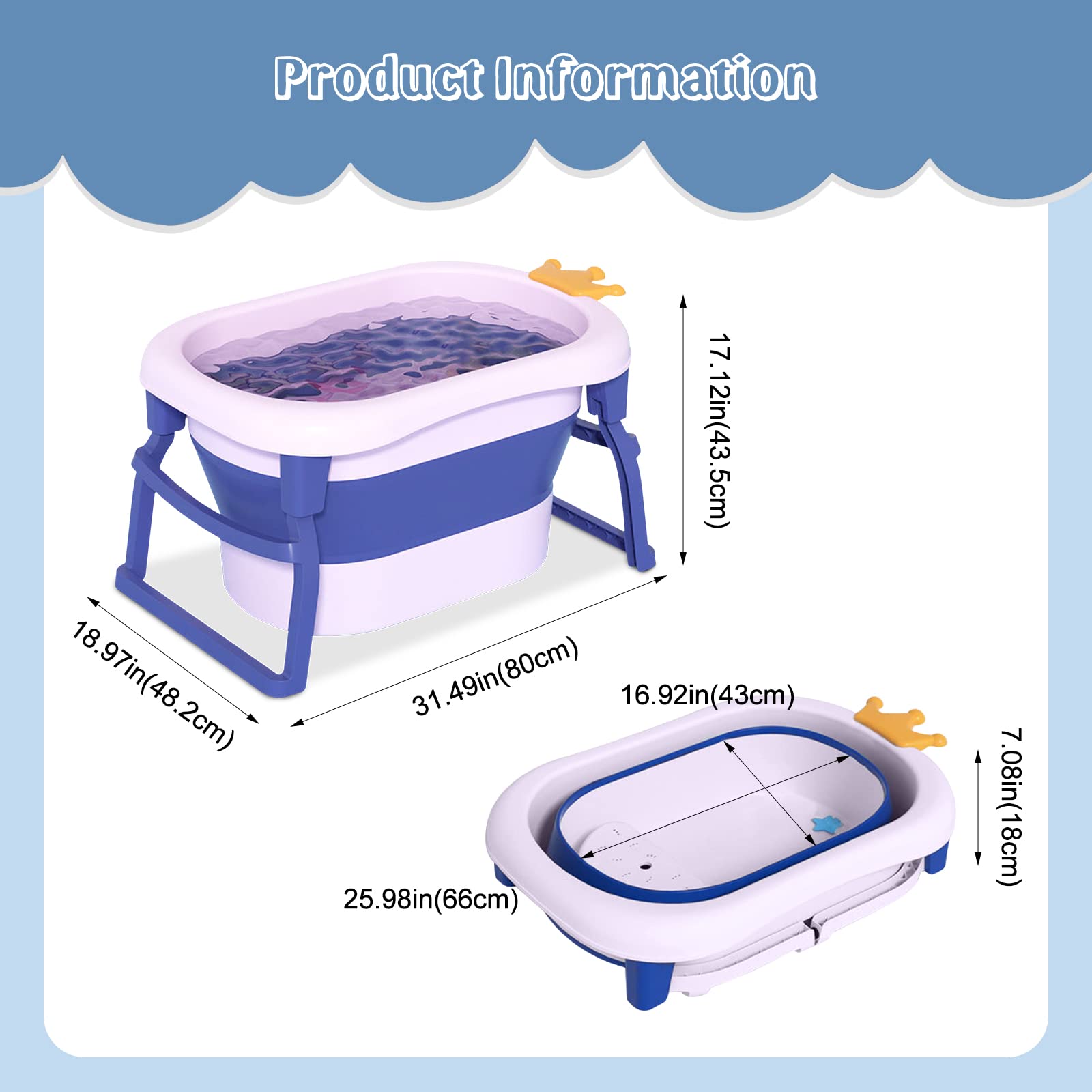 Ergocar Vasca da Bagno Bambini Pieghevole con Sedile Staccabile, Portatile Vaschetta Bagnetto Neonato con Tappo Scarico, Supporto Gambe Antiscivolo & Supporto per Doccia, Rosa