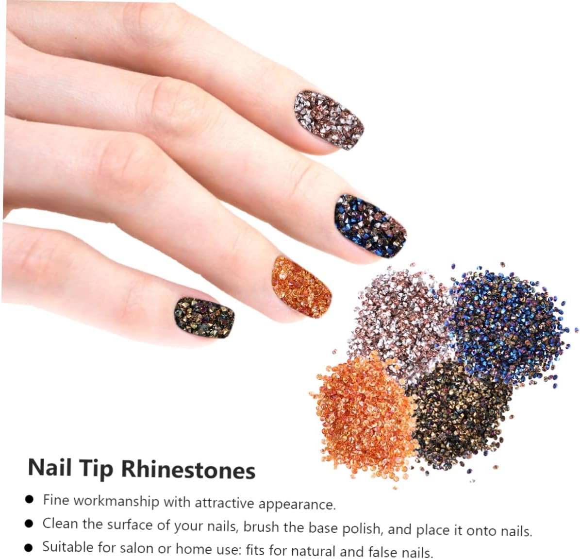 FRCOLOR 12packs Nail Art Rhinestones DIY Manicure Accessories Nail Tip Gems Colors Mobile Phone Case Decor for Women Girls