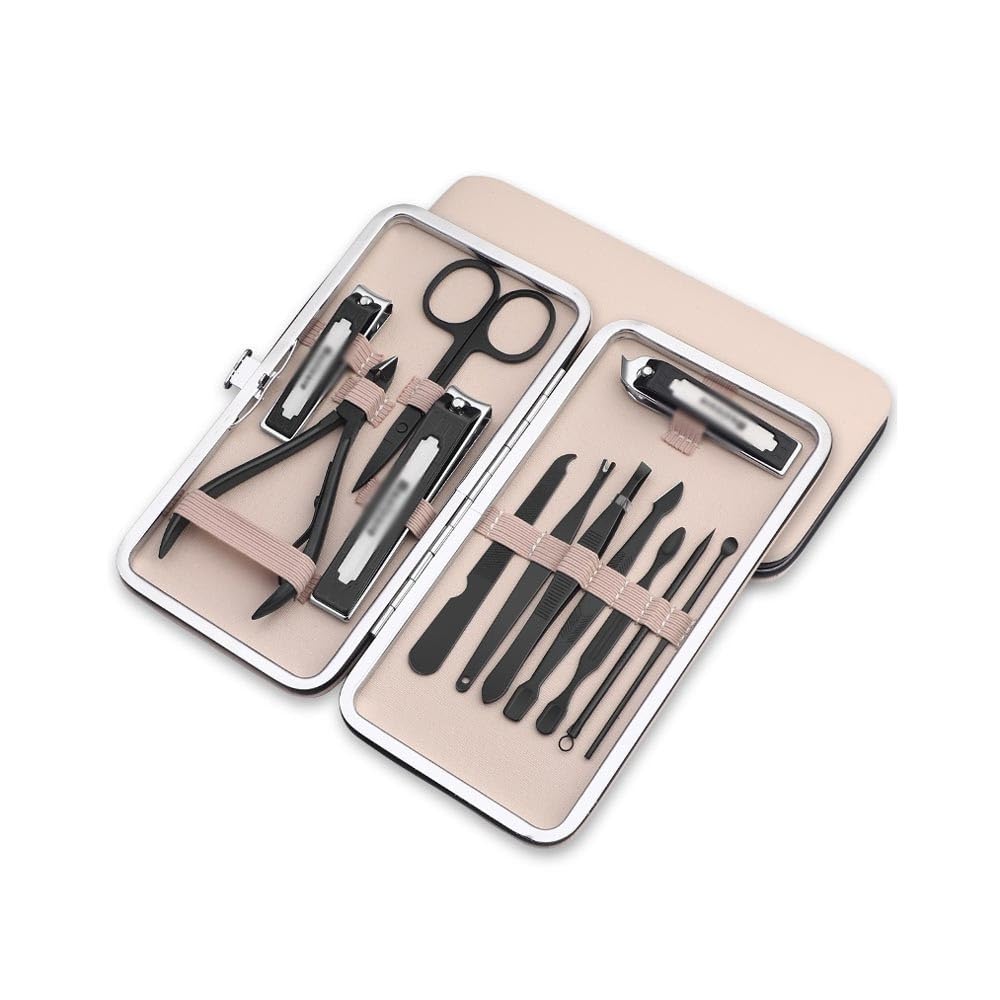 Kit tagliaunghie Set da 12 Pezzi in Acciaio Inossidabile, tagliaunghie for la casa, tagliaunghie Portatile, Set di Strumenti for Tagliare la Pelle Morta, Rosa Insieme del Manicure
