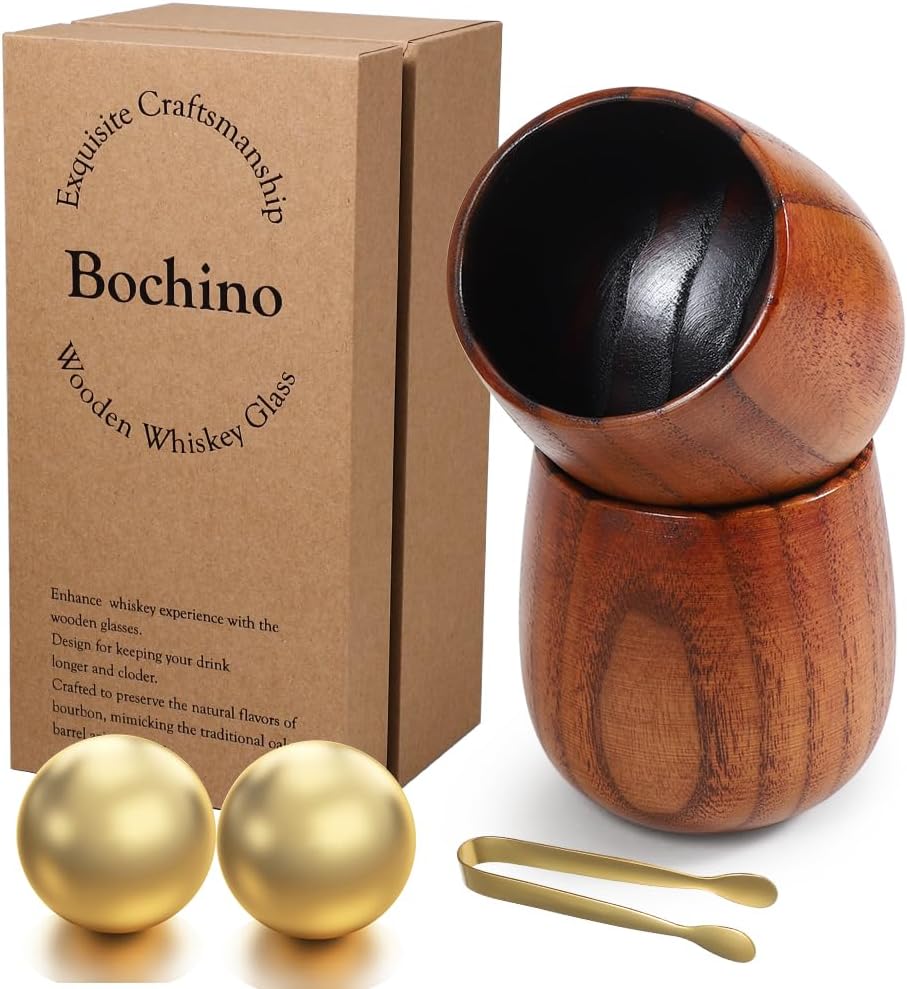 Charred Wooden Bourbon Drinking Glass, Unique Bourbon Gifts, Wooden Old Fashioned Whiskey Glass Gift for Men, Dad, Husband