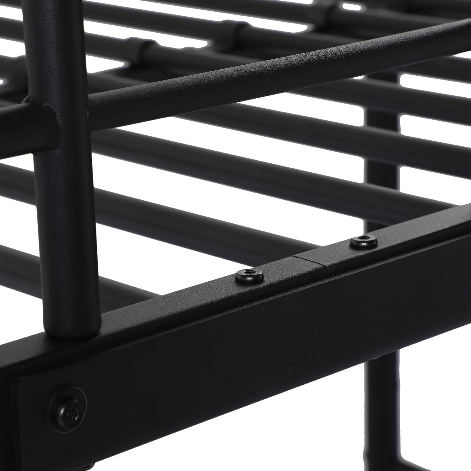 H.J WeDoo Struttura per Letto a Castello in Metallo Struttura Solida, con Rete a Doghe Grande Contenitore per Adulti 90 x 200 cm, Nero