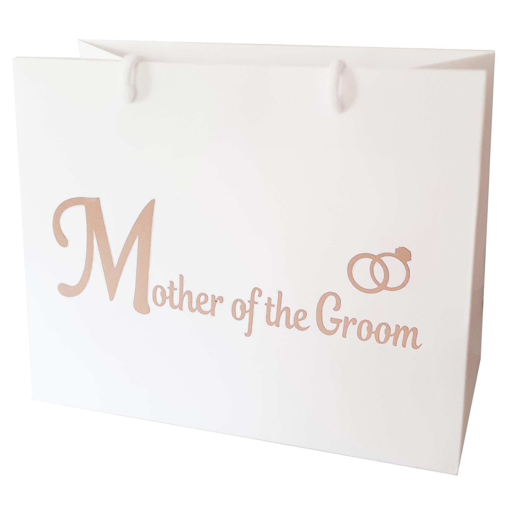 Medium Wedding Gift Bags - White and Copper Gold Gift Bag with Rope Handles and Tissue Paper - Favours (Mother of The Groom)
