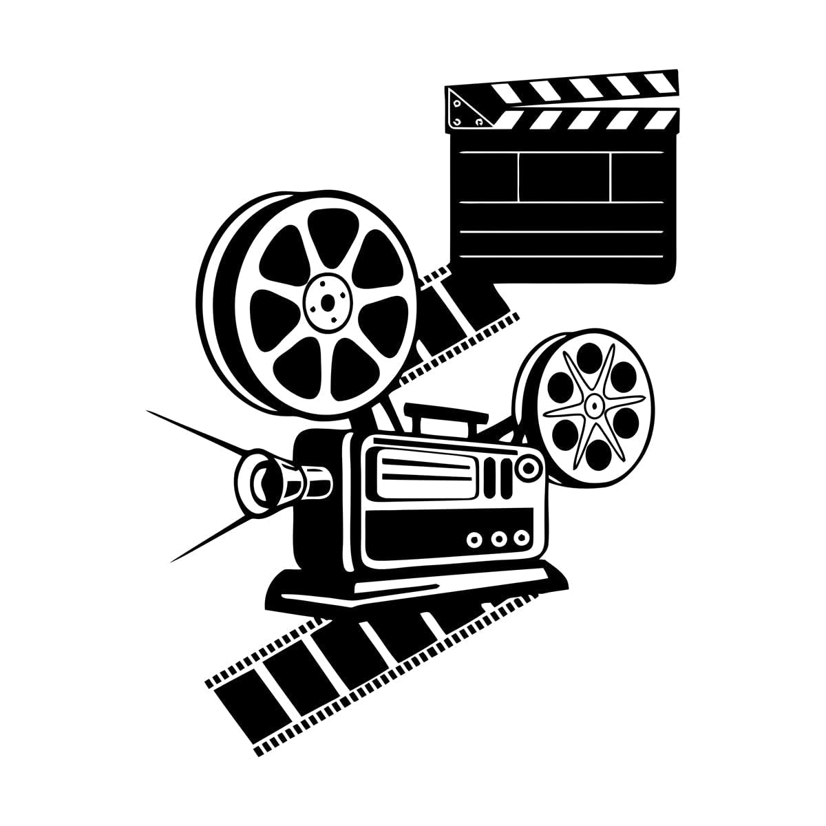 Lzhouting Wall Stickers 1870 Film Playing Camera Vinyl Wall Decal Film Reels Wall Sticker Cinema Decoration Movie Film Projector Wall Art Posters Small - 33X42cm