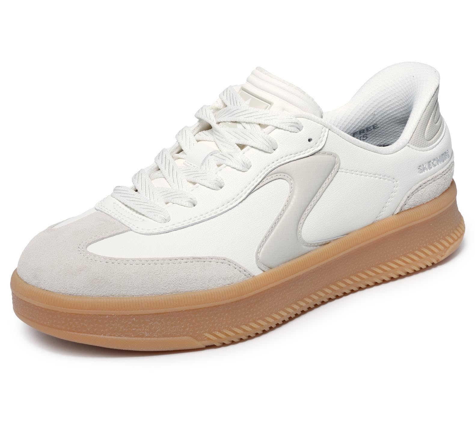 Skechers Women's Hotshot Hi Lifted Luxe Slip-On Sneakers, Off White Duraleather/Leather/Trim, 3.5 UK