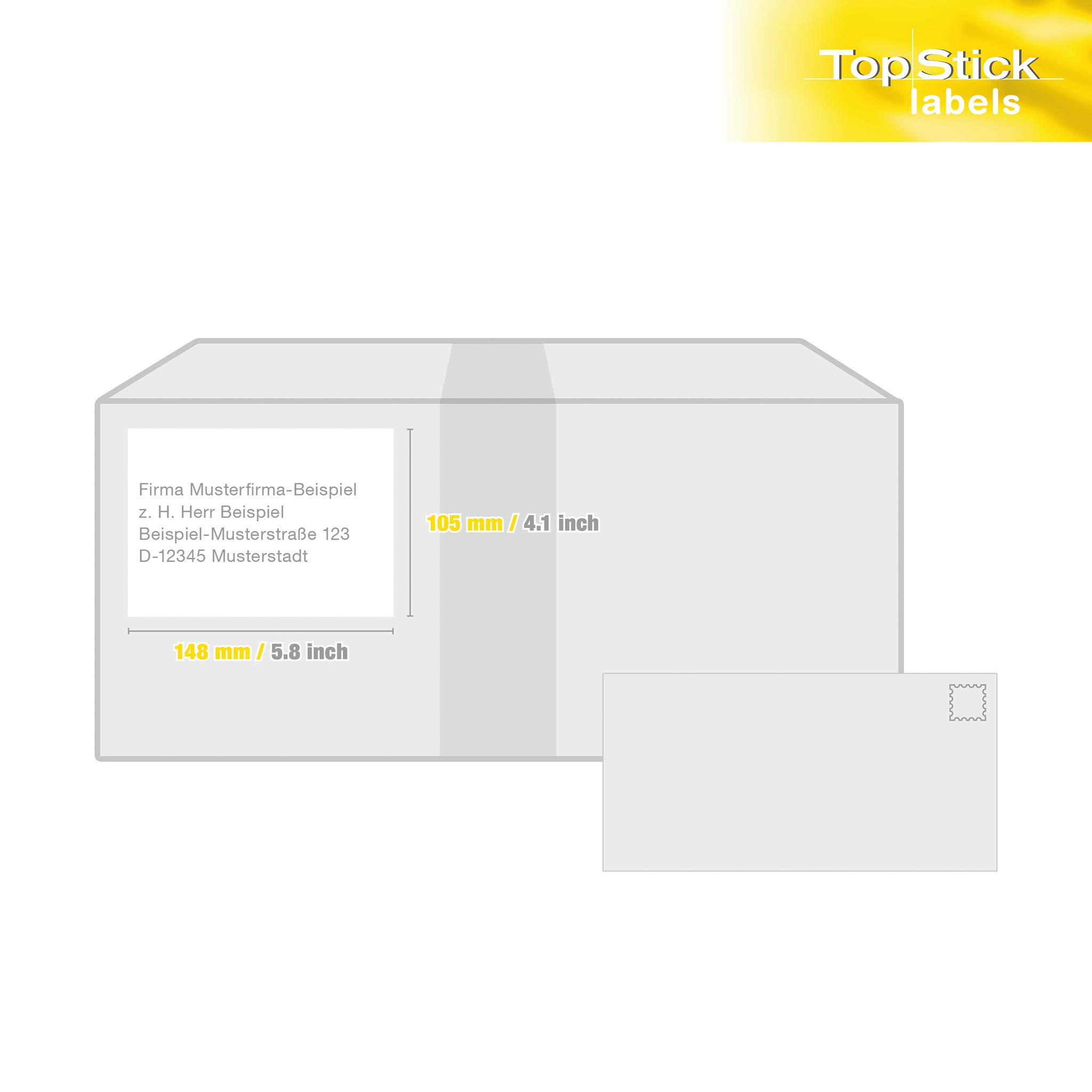 topstick 8717 Etiquetas universales A4, paquete de 10 (105 x 148 mm, 1000 hojas, papel, mate) autoadhesivas, imprimible, pegatinas de dirección permanentes, 4000 adhesivos blancas