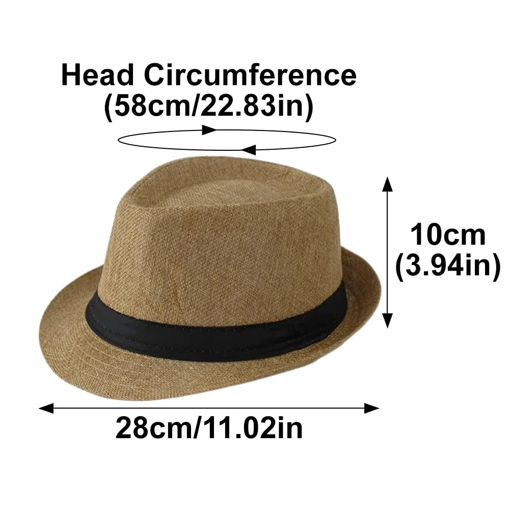Sombreros Panamá de ala Corta, Sombreros Fedora Unisex para la Playa, Ideales para Fiestas, Disfraces y Bodas.