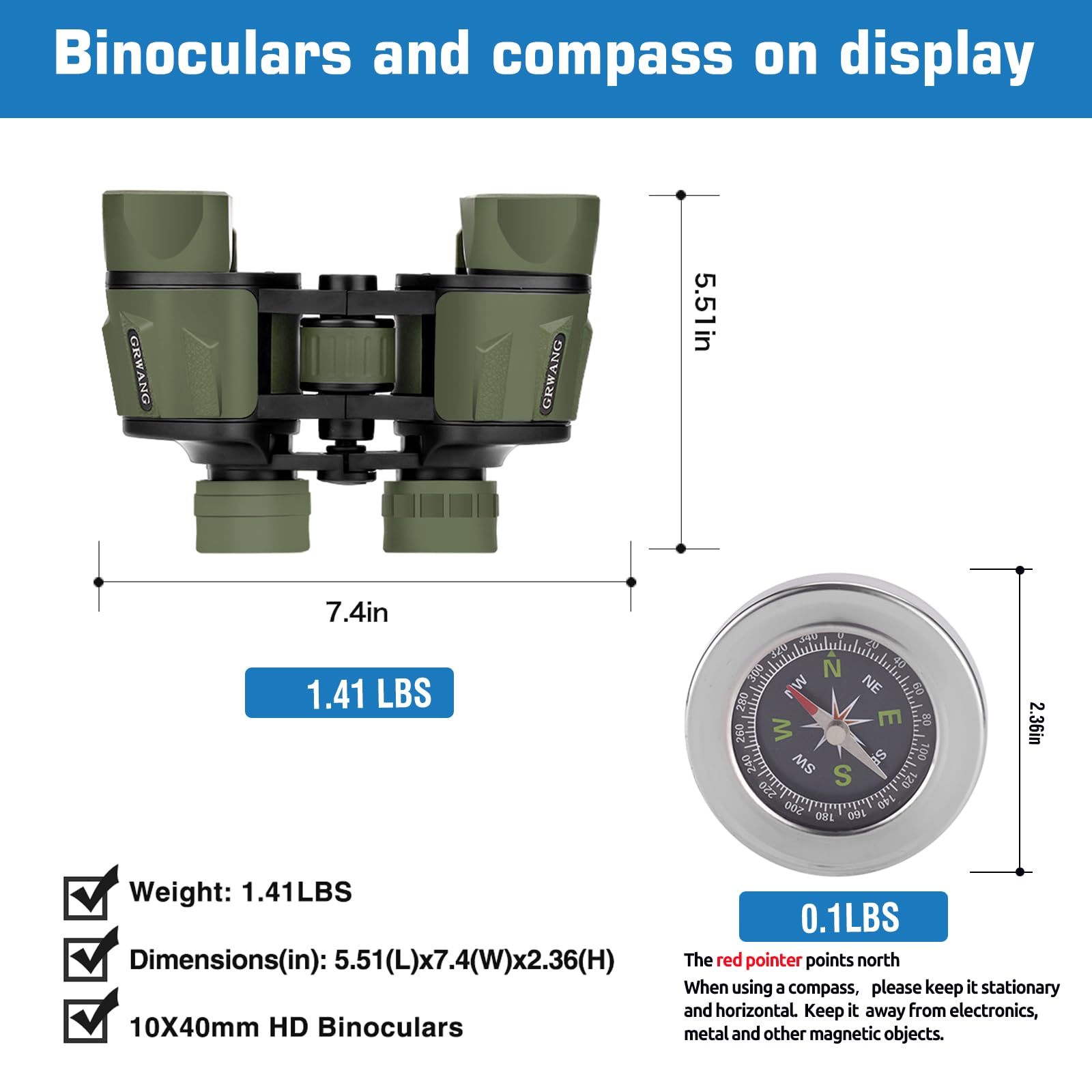 Prismáticos profesionales HD de 10 x 40 para adultos y niños, binoculares a prueba de golpes con lente BAK4 FMC, visión grande y binoculares impermeables, perfectos para observación de aves, deportes, caza, regalos 2