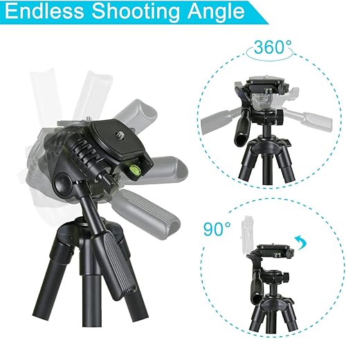 Miniatura 3 de Endurax 60 Soporte trípode para cámara de teléfono para DSLR Canon Nikon con soporte universal para teléfono base de burbuja y fácil de transportar