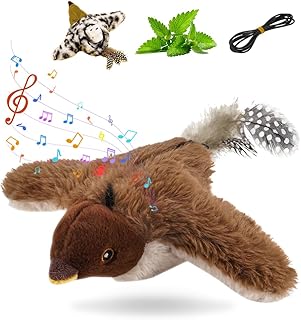 AIIONP 2026 Upgraded Flappy Chase Cat Toy, Interactive Chirping Bird Cat Toy with Remote Control, Chirping Bird Cat Toy Flapping Wings, Flying Interactive Simulation Electric Cat Toy (Brown)