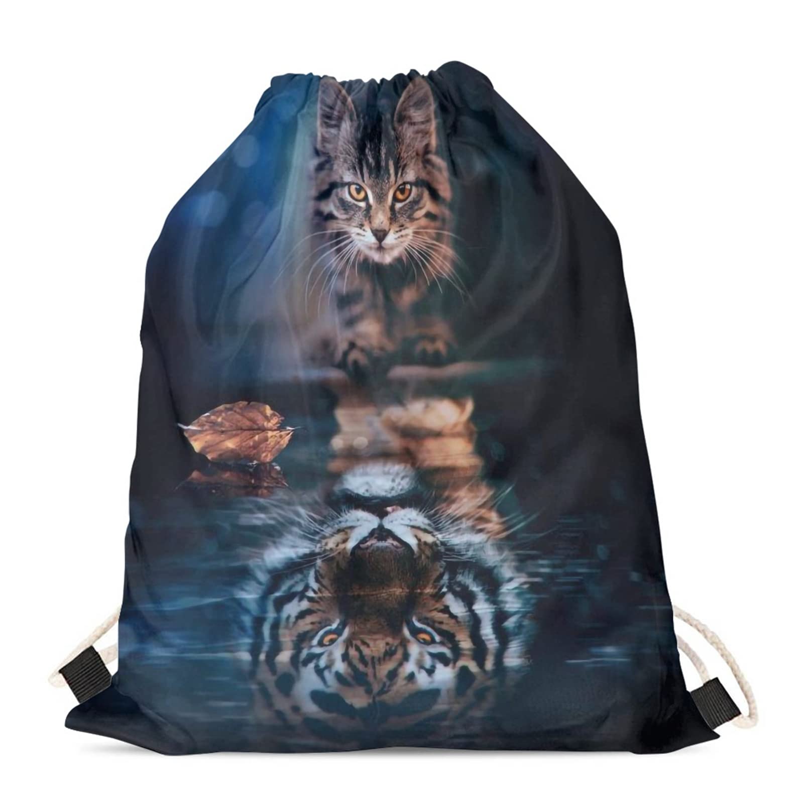 BYCHECAR Cool Lion Cat Drawstring Bags for Kids Draw String Backpack Girls Boys Cinch Sack Sport Gym Bag Swim Pe Casual Daypack for Women Men โ image 1