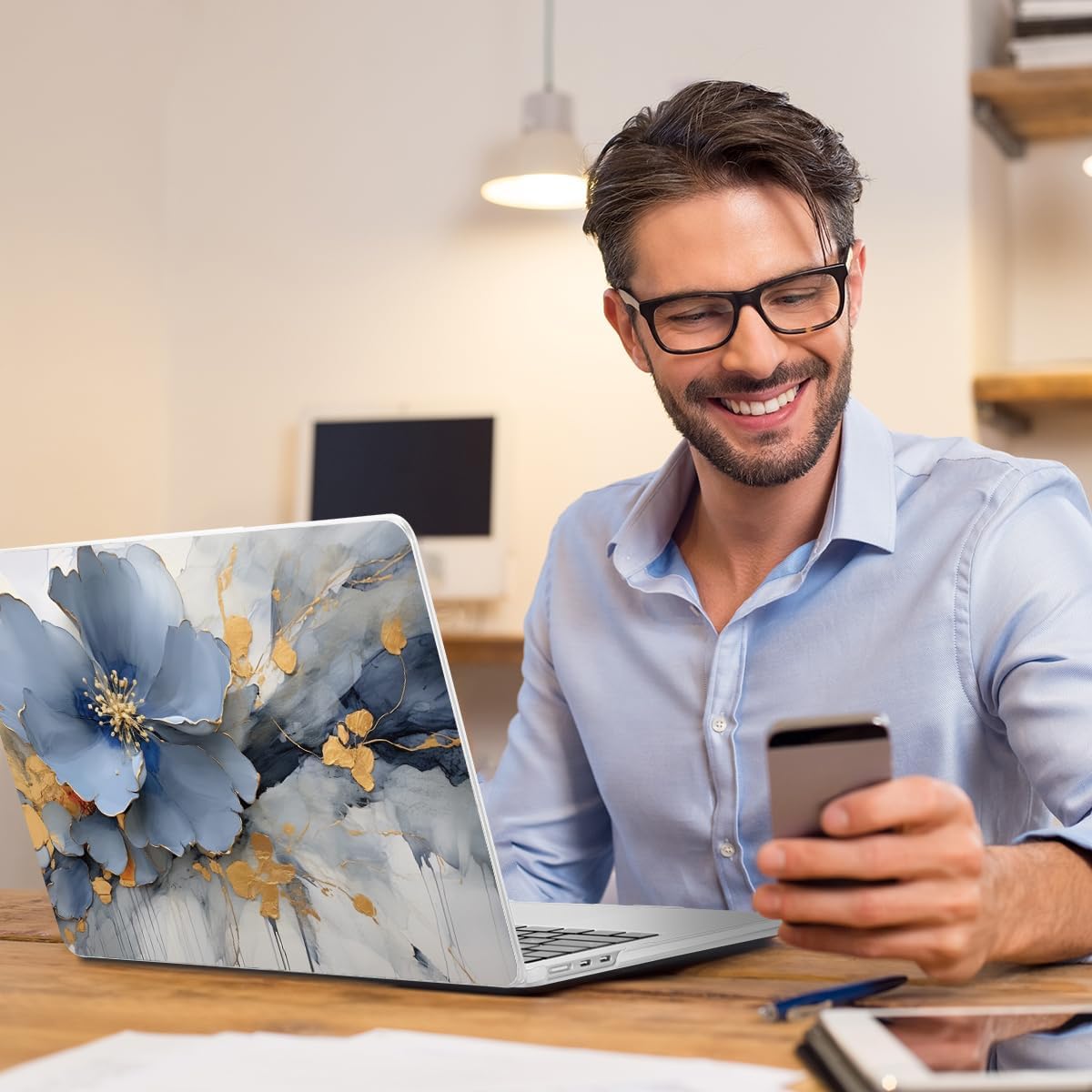 Teryeefi Compatible with A2681 A3113 A3240 MacBook Air 13.6 inch Case M2 M3 M4 Release 2022-2025,Protective Slim Cover + Keyboard Cover+OTG Adapter for 13.6 inch MacBook Air Liquid Retina, Art Florals - Image 9