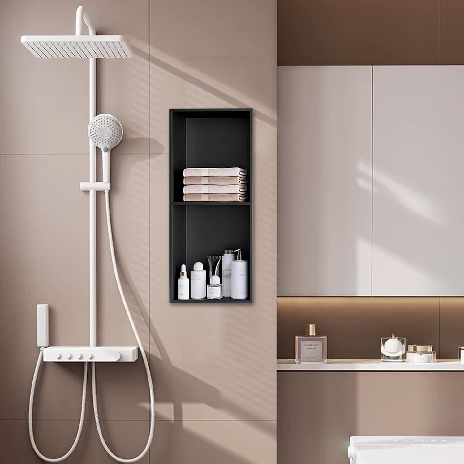 Niche de douche encastrée en acier inoxydable : fini le désordre des flacons de bain