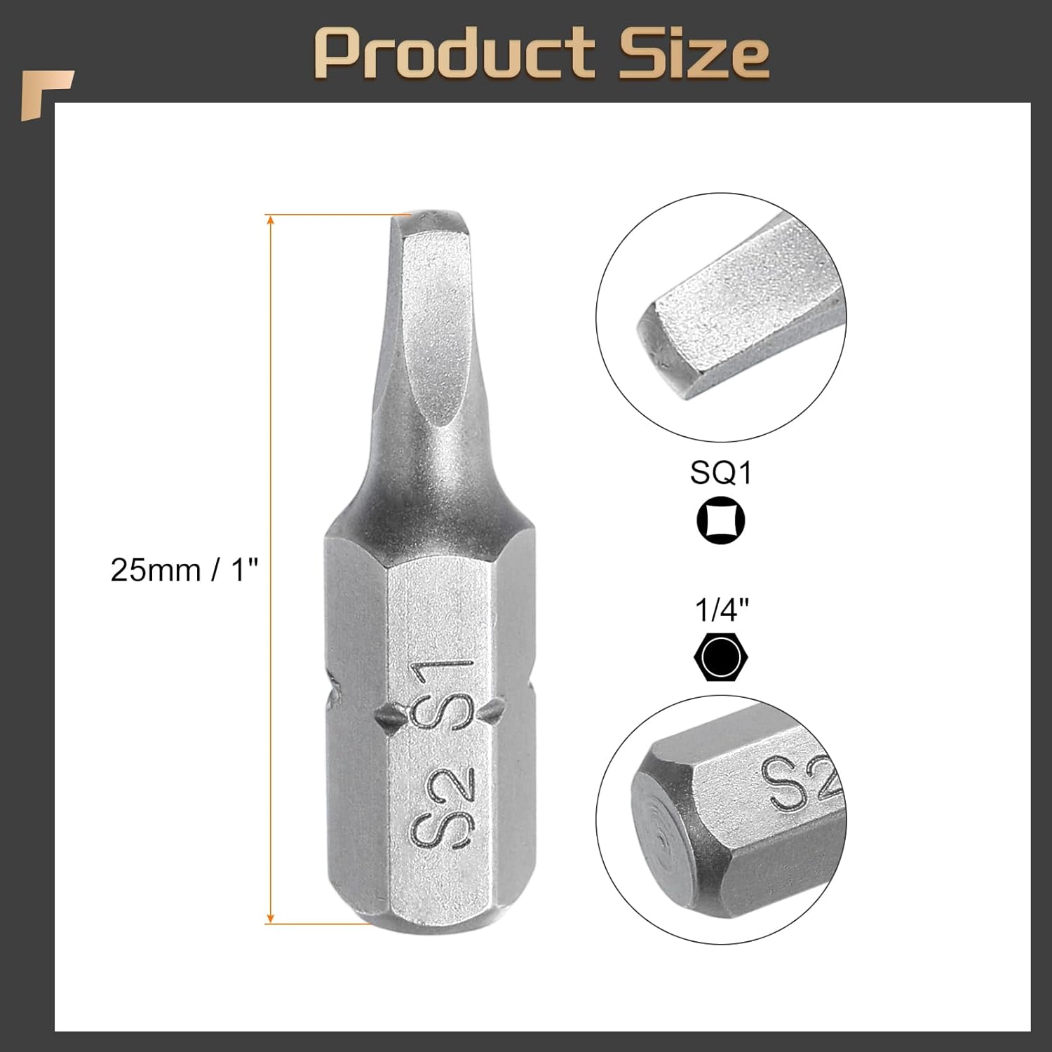 HARFINGTON 10pcs Square Head Screwdriver Bits 1/4" Hex Shank SQ1 Head 1" Length S2 Steel Screw Driver Drill Bit for Repair Work Electric Screw Driver