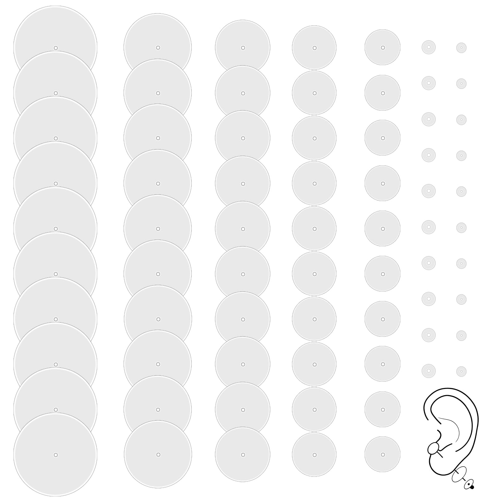 70 Stück Anti Wildfleisch Piercing Disc, Transparente Silikon Ohrring Rückseiten, 5/7/9mm Keloid Disc Pads zum Stabilisieren von Ohrringen, für Piercing Bump Ohrring Rücken und Pflege