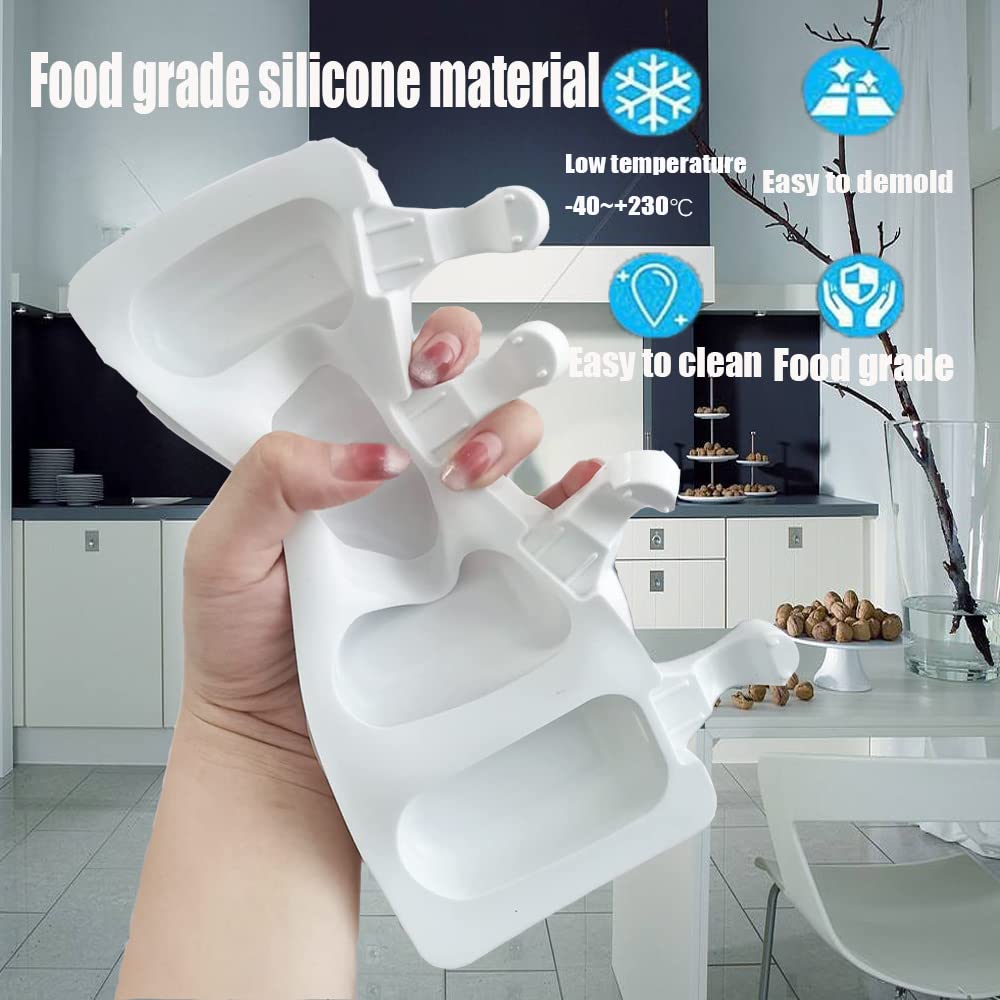 Moldes de Helado, 3 Pack Molde de Helado de Silicona con 100 Palos Madera, 100 bolsas de embalaje, 100 ligamentos, 100 etiqueta,sin BPA, Para postres helados o chocolates caseros (C)