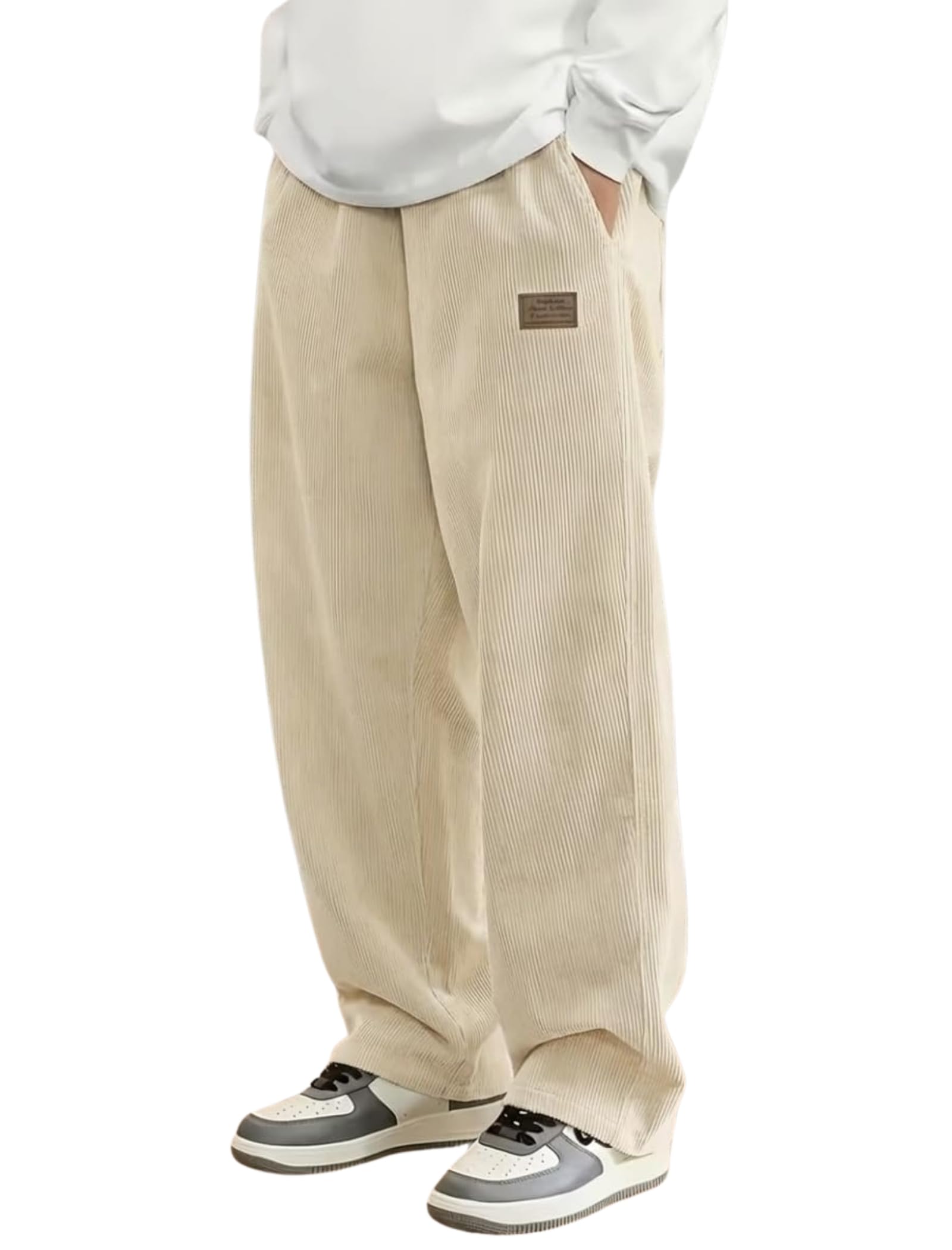 zombom Men's Comfortable Baggy Corduroy Pants | Relaxed Fit Stretch Waist Trousers for Everyday Wear | Casual Trouser for Man-picture-16