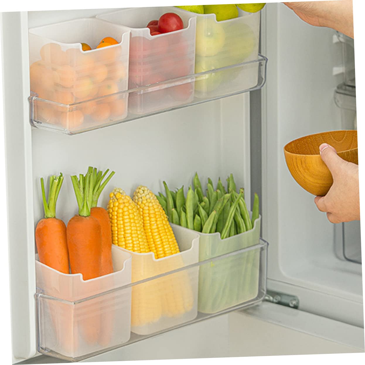 Baluue 6stücke Kühlschrankbox für Lebensmittel Kühlschrank-aufbewahrungsbox Seitenbox für Gemüse Organizer für Kühlschrank Sortierfach für Vorräte Behälter für Speisekammer Stapelbare