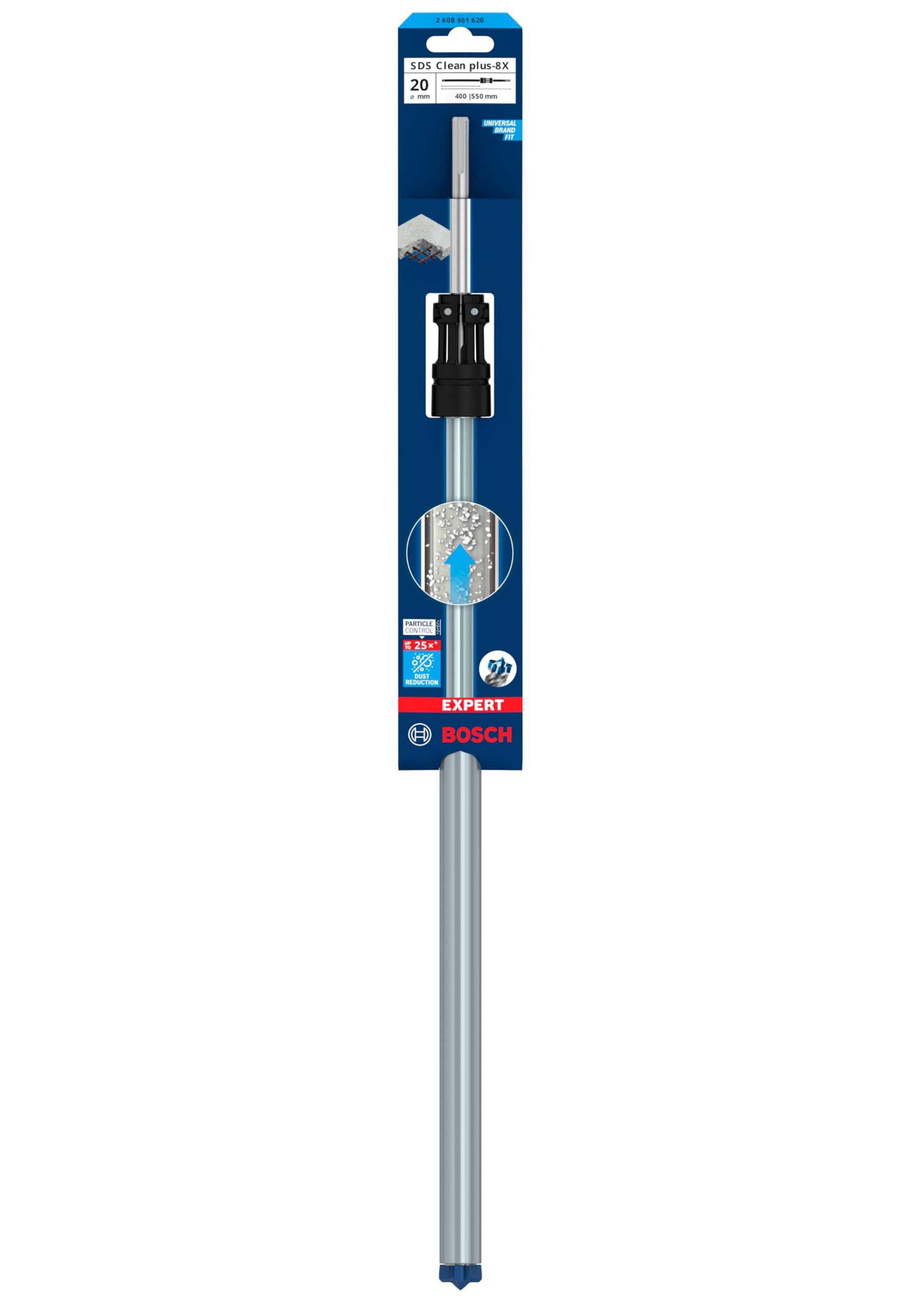 Bosch 1 x EXPERT SDS Clean plus-8X wiertło udarowe do chemicznych kotwiczeń (Ø 20,00 mm, profesjonalne akcesoria do młotowiertarki)
