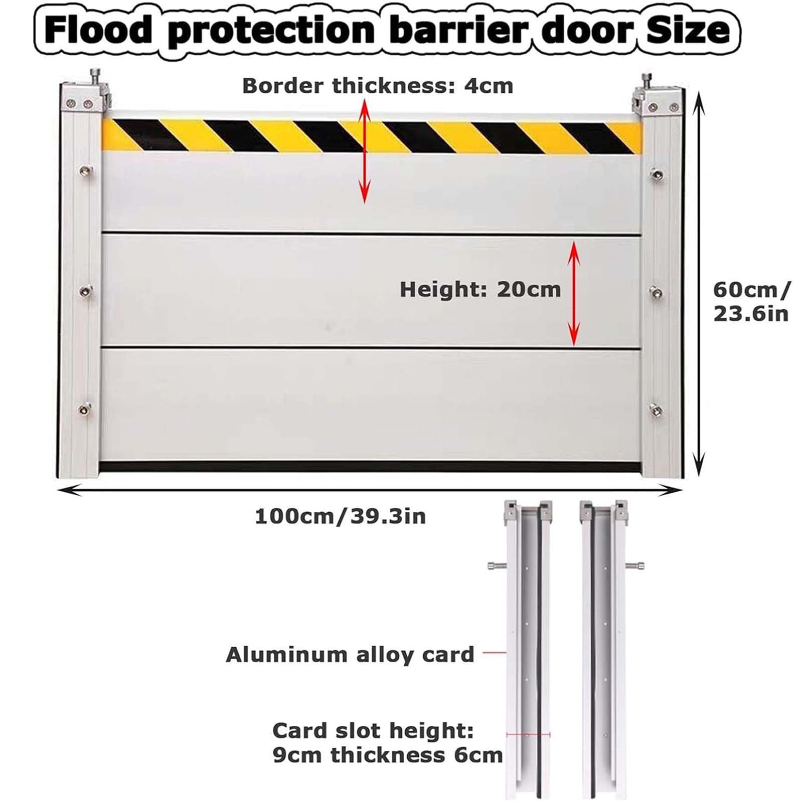 Generico Barriera Antiallagamento Paratia Antiallagamento per Porta Esterna Barriera Antiallagamento per Porta Guarnizione Porta Garage Barriera Antiallagamento per Strada Cancello,Argento,300 * 60cm