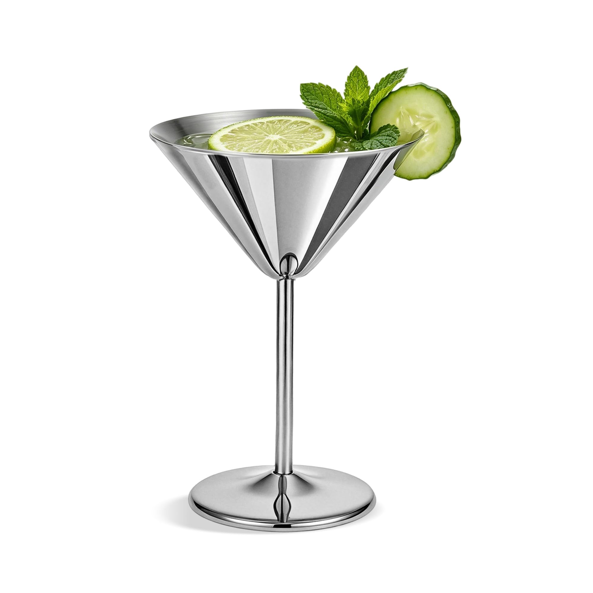 Gurlideo Stainless Steel Martini Glasses, Metal Martini Glasses, 8 Oz Unbreakable Cocktail Glasses for Margarita, Champagne, Bar, Party, Silver