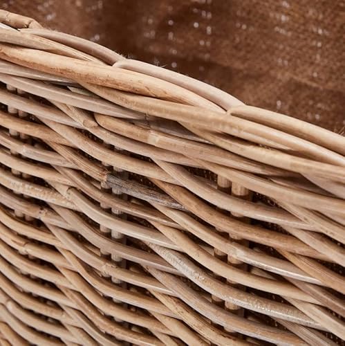 Wovenhill Kubu Rattan Large Log Basket on Wheels | Handmade Woven Laundry Hamper Storage Box | W70 x D44 x H54cm | Natural Brown - Image 5