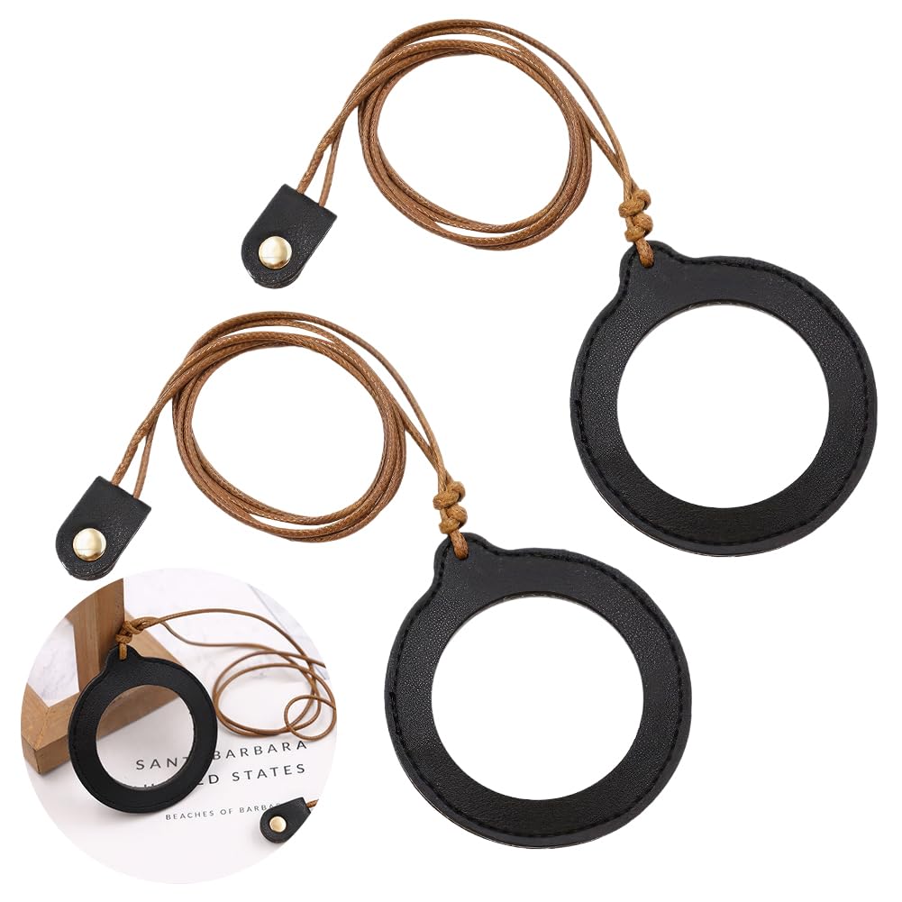 CALFOVERA 2PCS Pocket Magnifying Glass Necklace with PU Leather Strap Nautical Vintage Rustic Pendant 3X Magnification Lens 48mm Portable Domed Monocle Costume Magnifier for Reading Home Decor Gift