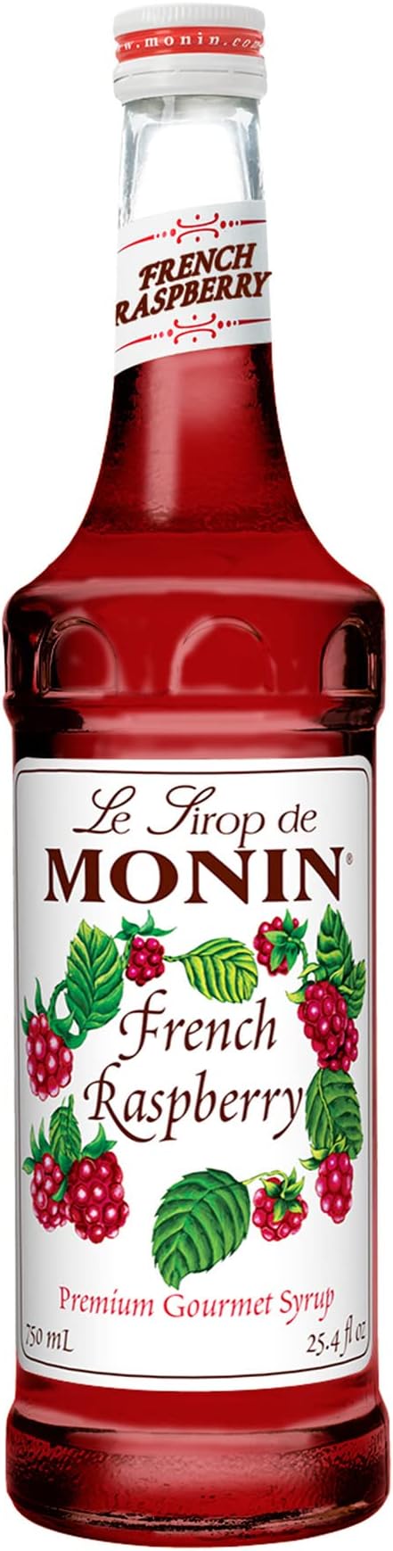 Monin - French Raspberry Syrup, Sweet and Tart Raspberry Flavor, Great for Hot Lattes, Cocoas, Mochas, & Iced Cocktails, Gluten-Free, Vegan, Non-GMO (750 ml)