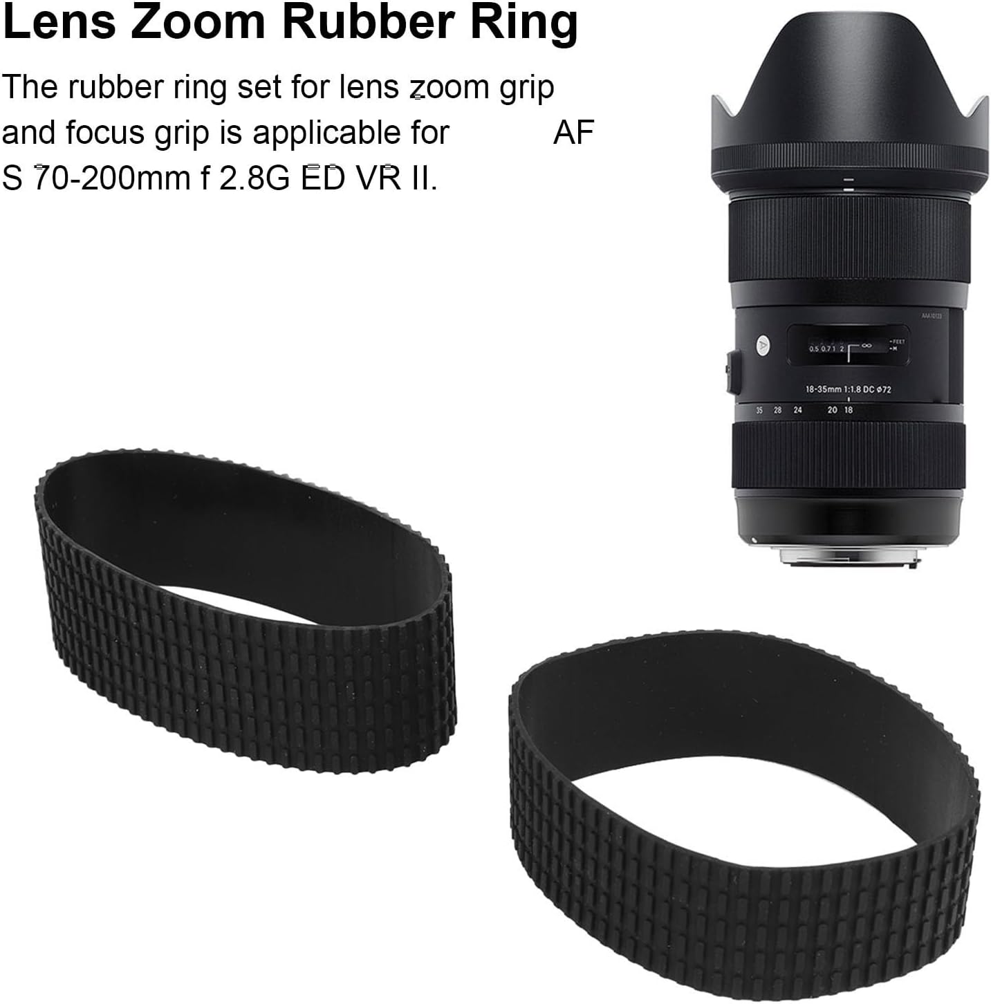 Camera Lens Rubber for AF S, 70-200mm f 2.8G ED VR II, Zoom and Grip Rubber, Simple Installation