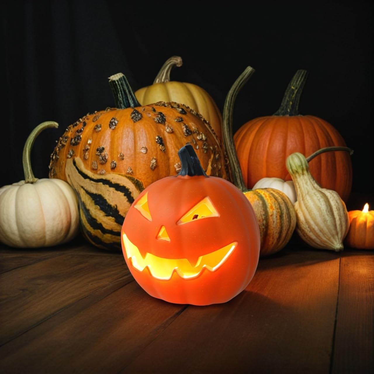 Cabilock Halloween Pumpkin Lantern Outdoor Yard Decor, Plastic Vintage Style Hollow Carved Pumpkin Light, Artistic Decorative Lamp for Seasonal Party Decoration