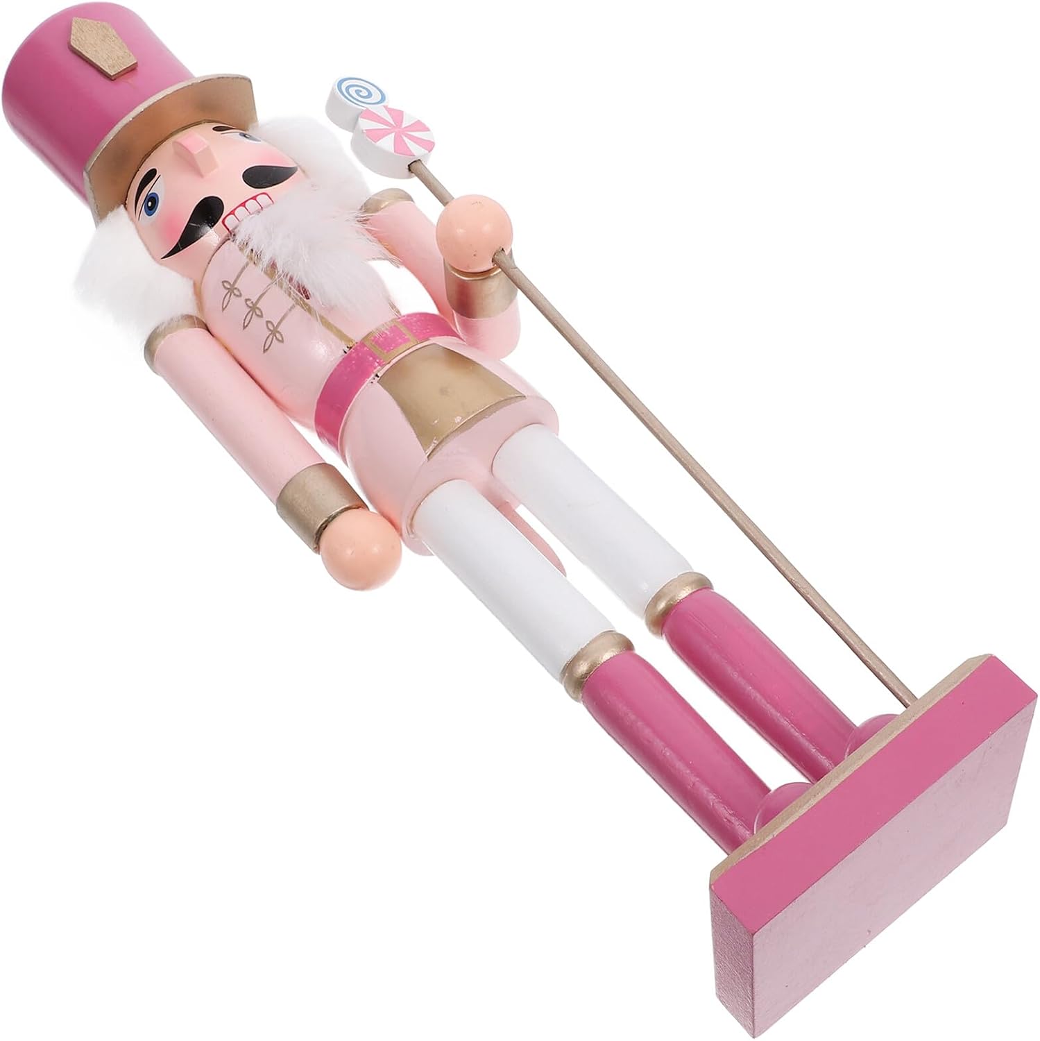 Christmas Nutcracker Soldier Puppet Ornament 38cm Wooden Xmas Table Decoration Macaron Color Seasonal Figurine for Holiday Home Decor