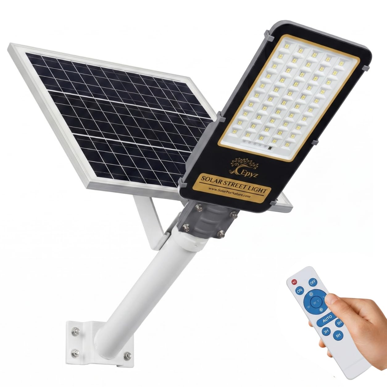 Epyz 100 Watt Semi-Integrated Solar Street Light Aluminium Body Outdoor with Remote and Dusk to Dawn for Garden, Street, Lawn [ 200LED, 25000mAh, Pack of 1, Cold White Light ]-image-37