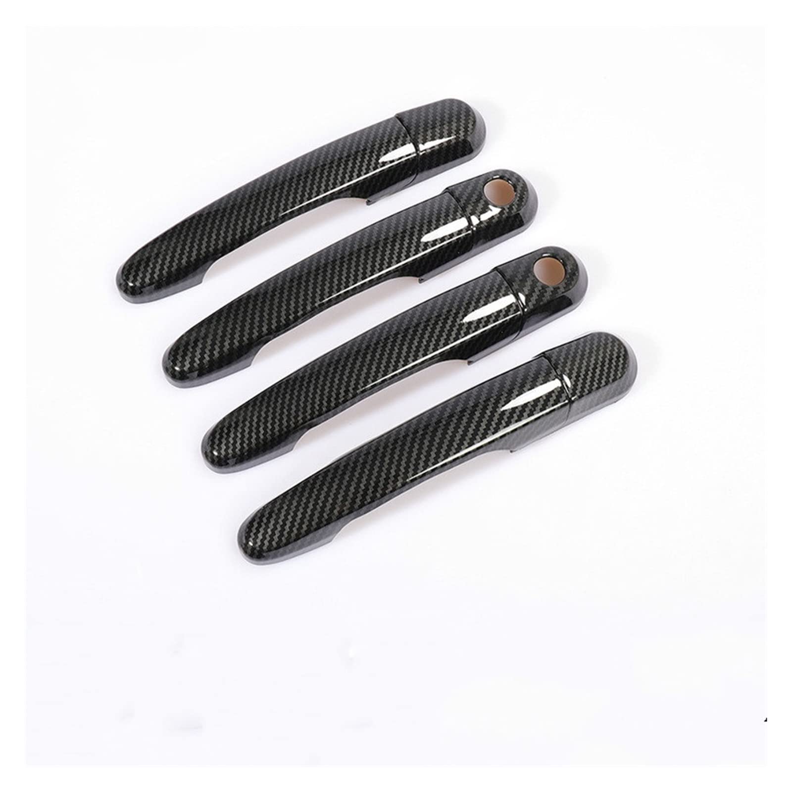 Rinkteea One Color Exterior Car Door Handle For Kia For Soul 2010-2013 Chrome Carbon Fiber Car Door Handle Cover Trim Stickers Overlay(Black 2 Keyholes)