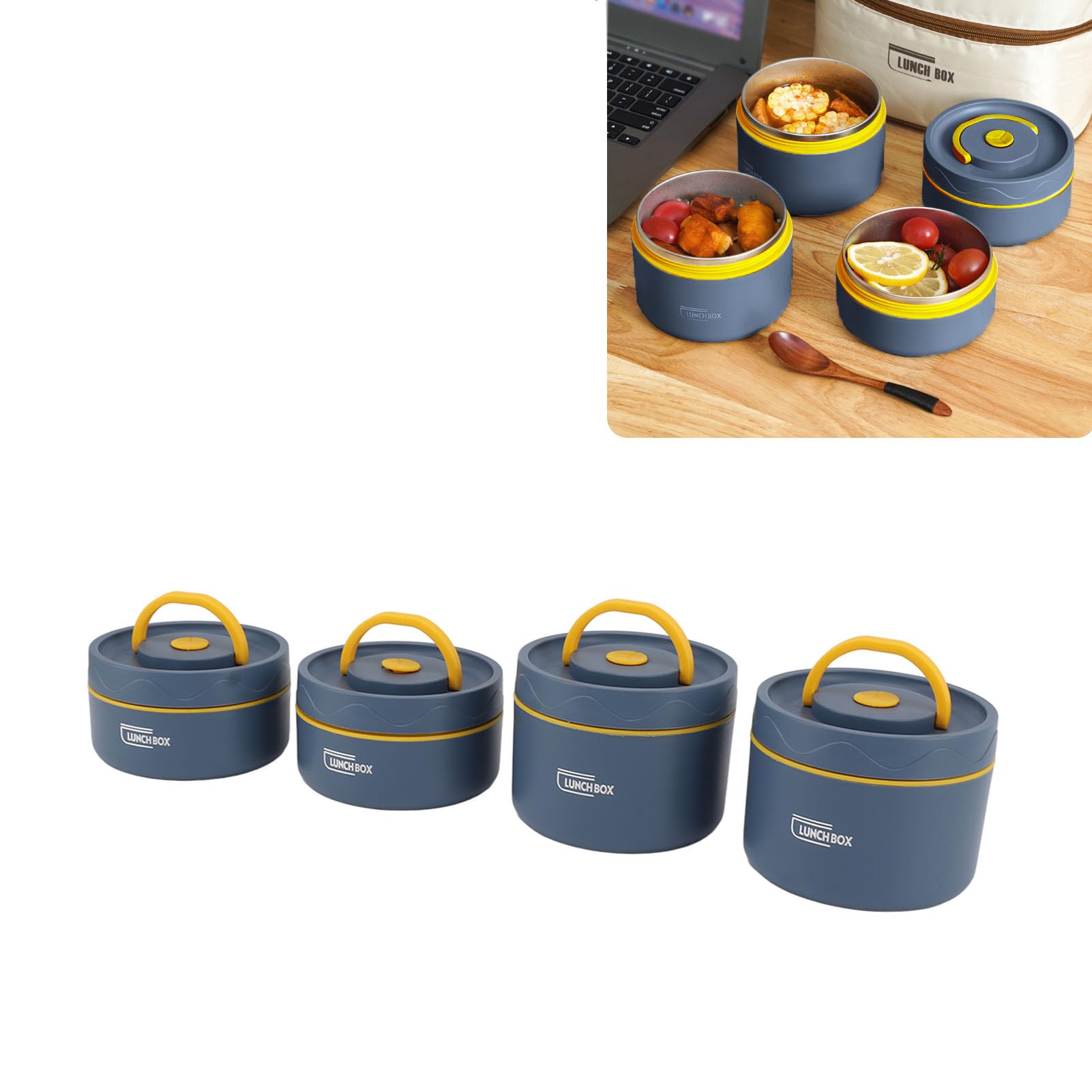 Contenitore per alimenti coibentato, contenitore per il pranzo, contenitori per pranzo coibentato per lavoro, scuola, cene all'aperto e altri scenari (4 Insulated Box)