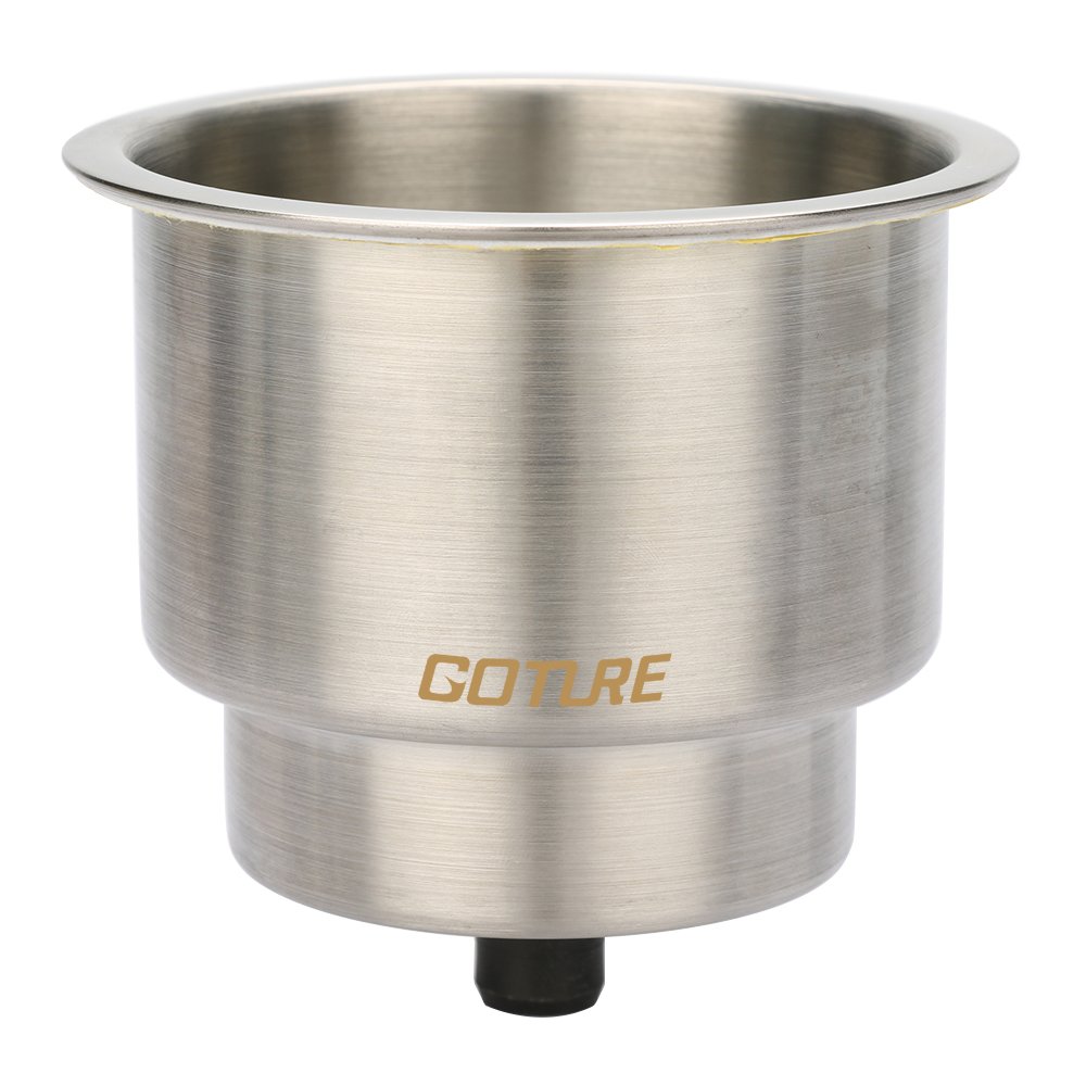 GotureShelure Stainless Steel Cup Drink Holder with Drain Marine Boat Rv Camper Rod (1pcs)