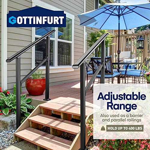 Ajustable Handrails For Outdoor Steps, Versatile 3-Step Stair Handrail Transitional Rail Porch Railing With Hook And Installation Kit (2-3 Steps) #TOP3