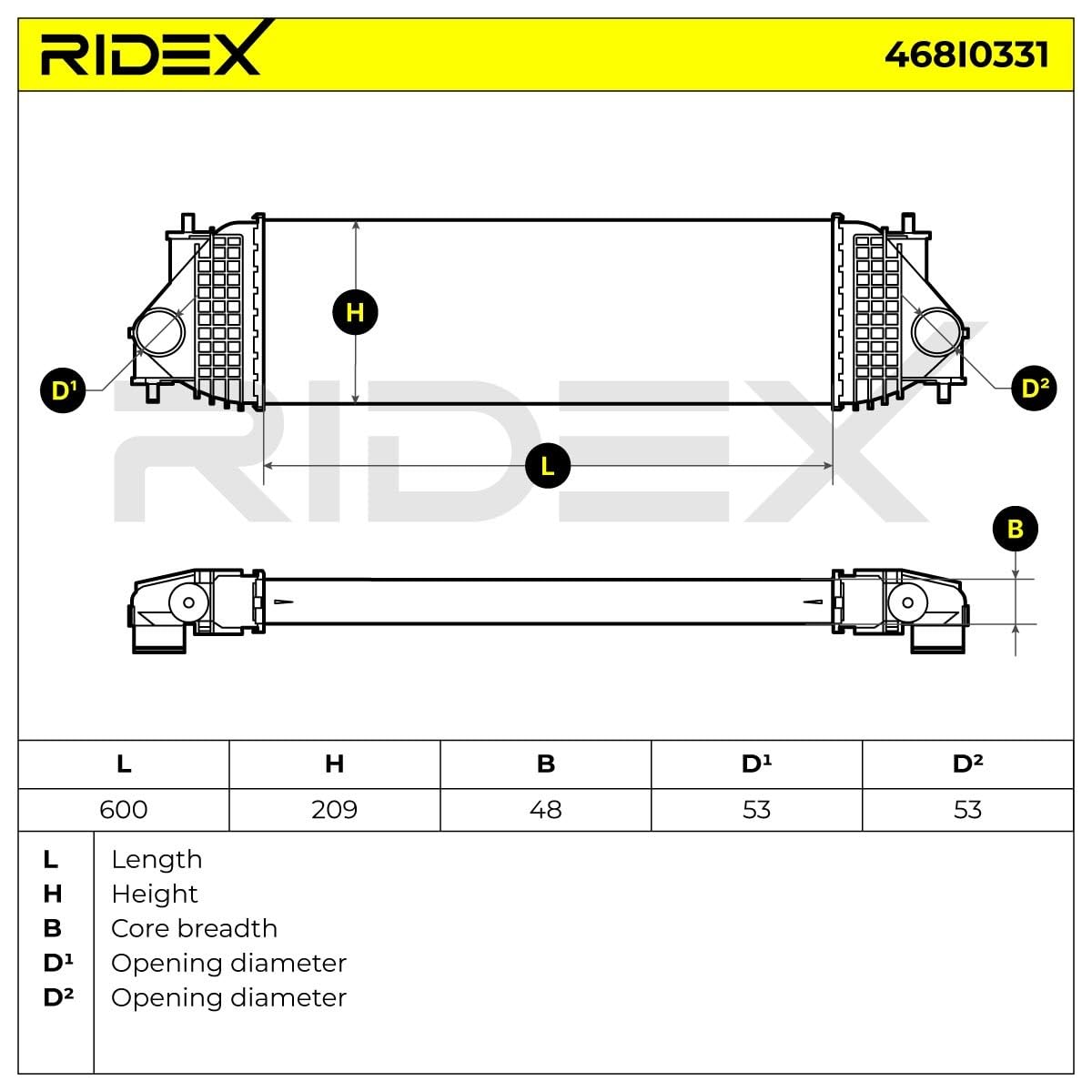 RIDEX 468I0331 Intercooler Compatible con SUZUKI Grand Vitara II SUV JT, TE, TD