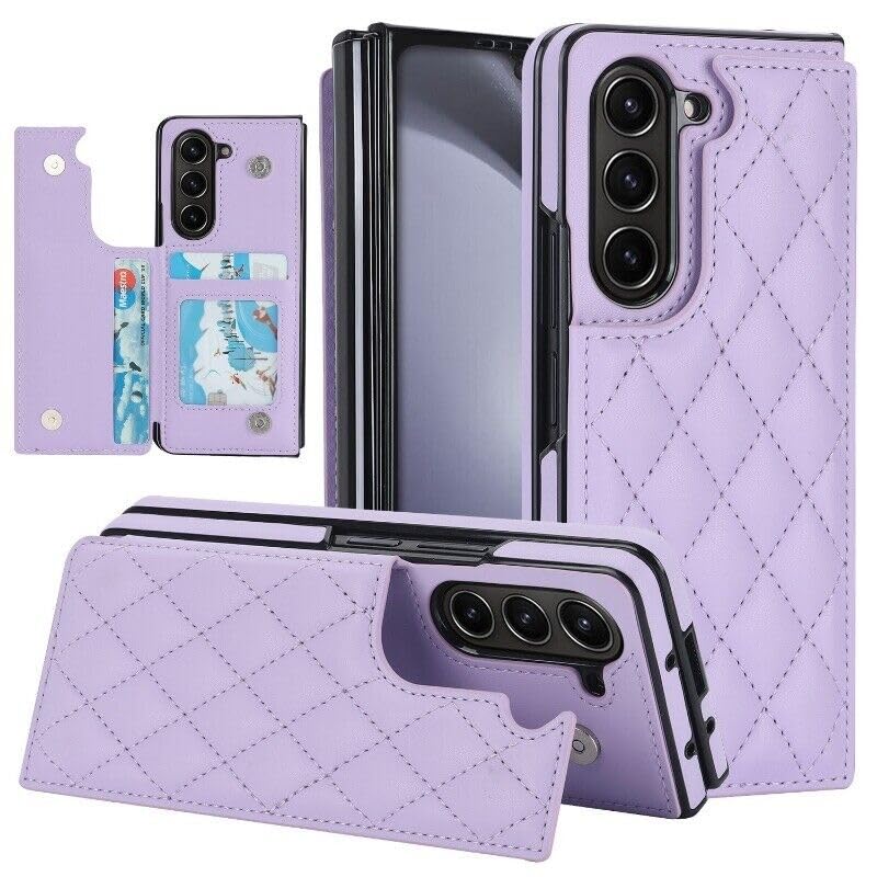 Étui Samsung Galaxy Z Fold 7 cuir violet rabat magnétique portefeuille antichoc