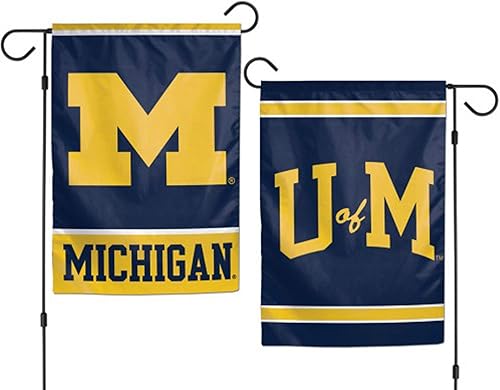 WinCraft NCAA Drapeau de jardin double face Motif Wolverines du Michigan 30,5 x 