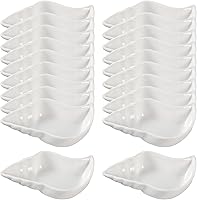 Vista 24 de Plato de cerámica multiusos en forma de corazón para condimentos, platos de sushi para aperitivos (juego de 4)