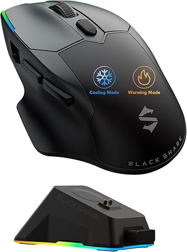 Black Shark Funcooler - Mouse inalámbrico para juegos, refrigeración y calefacción activa, frecuencia de sondeo dual de 8 KHz, sensor óptico de 30 K