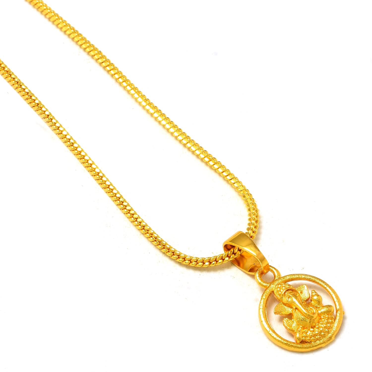 JewarHaat Lord Ganesh Ji Gold Plated Locket/Pendant Chain With Circle Locket Daily use for Men, Women & Girls, Boys-image-9