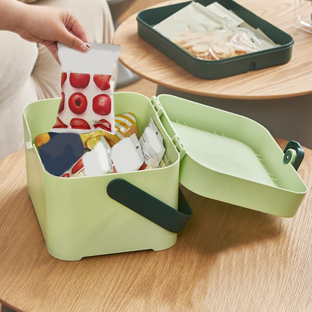 Contenitore Porta Oggetti Maniglia in Plastica Verde Multifunzione | Contenitori Porta Oggetti Multiuso, Organizer da Viaggio e Trasloco, per Cosmetici e Accessori Utensili