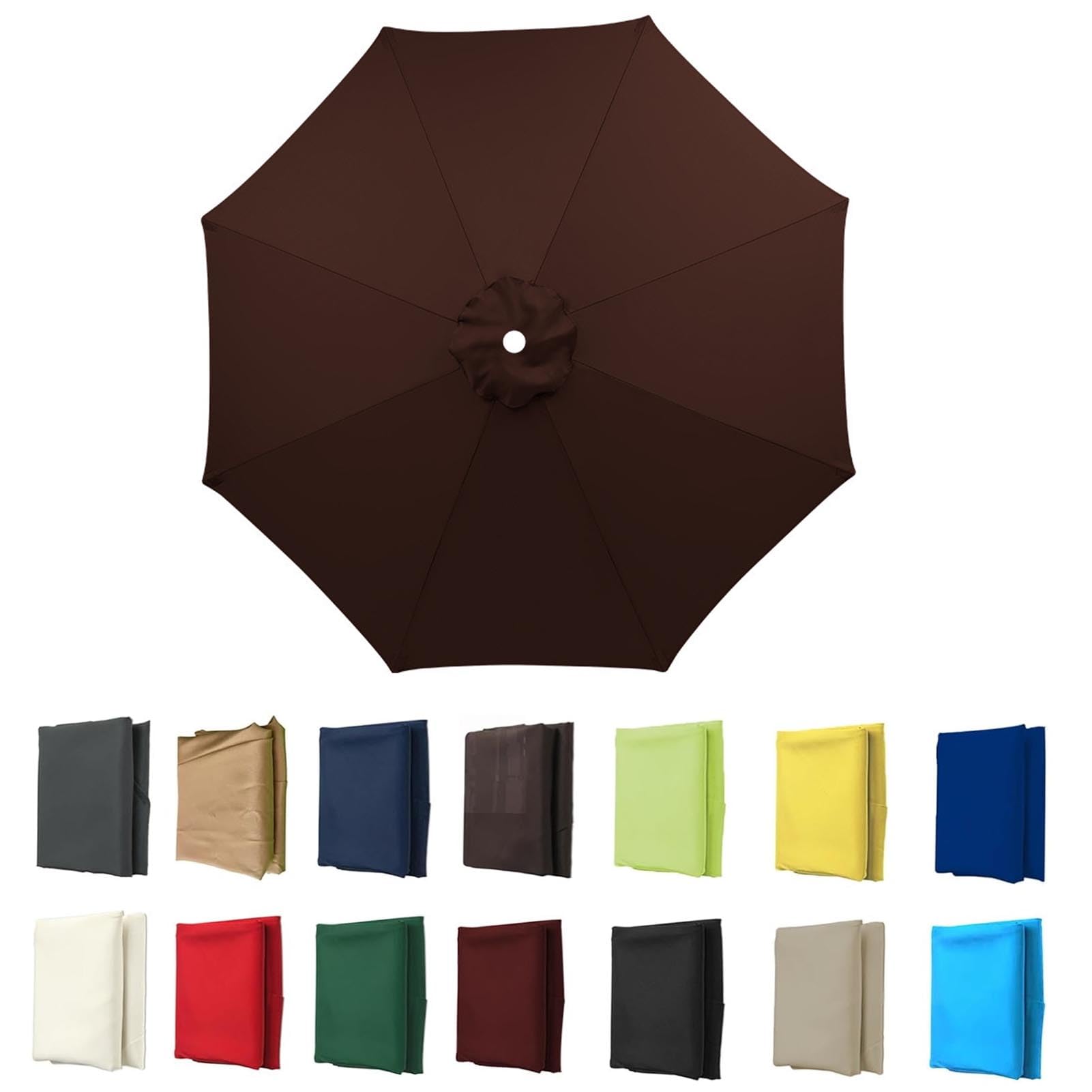 2m-3.5m Replacement Parasol Canopy, Umbrella Replacement Fabric, UPF 50+ Garden Parasol Replacement Canopy, Outdoor Replacement Fabric, 6/8 Rib for Garden Umbrella (Coffee color,8ribs:2.5m/8.2ft)