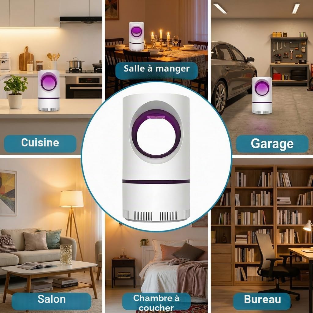 Lampe Anti Moustique, Lampe UV Moustique Interieur, LED Répulsif Tueur de Moustiques Attrape Mouche, USB Piège à Mouche Électrique, Appareil Anti Moustiques Intérieur Non Toxique, Efficace, Sûr