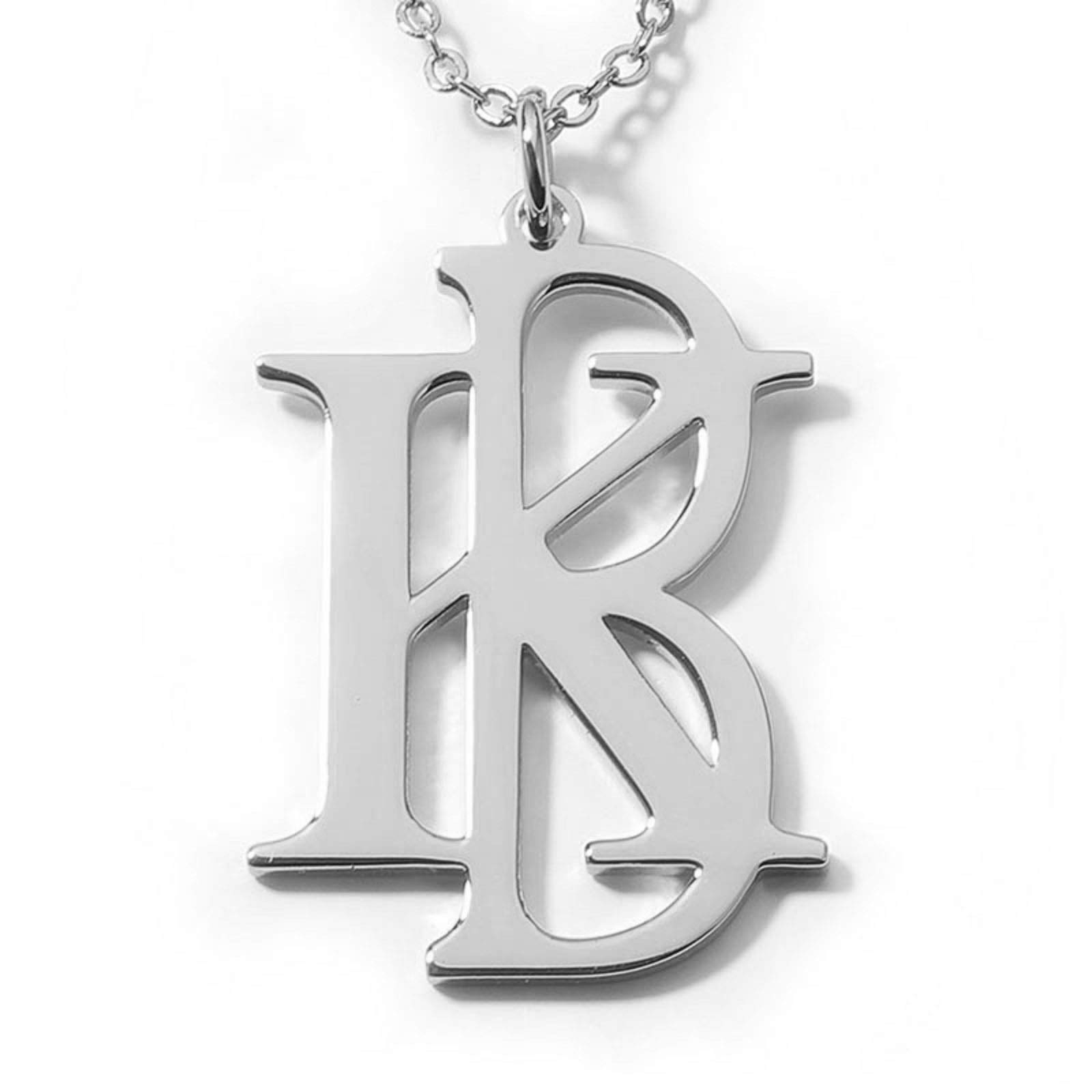 Funcok Sterling Silver Customized Two Letters Pendant Necklace Personalized Engraved Initial Jewelry