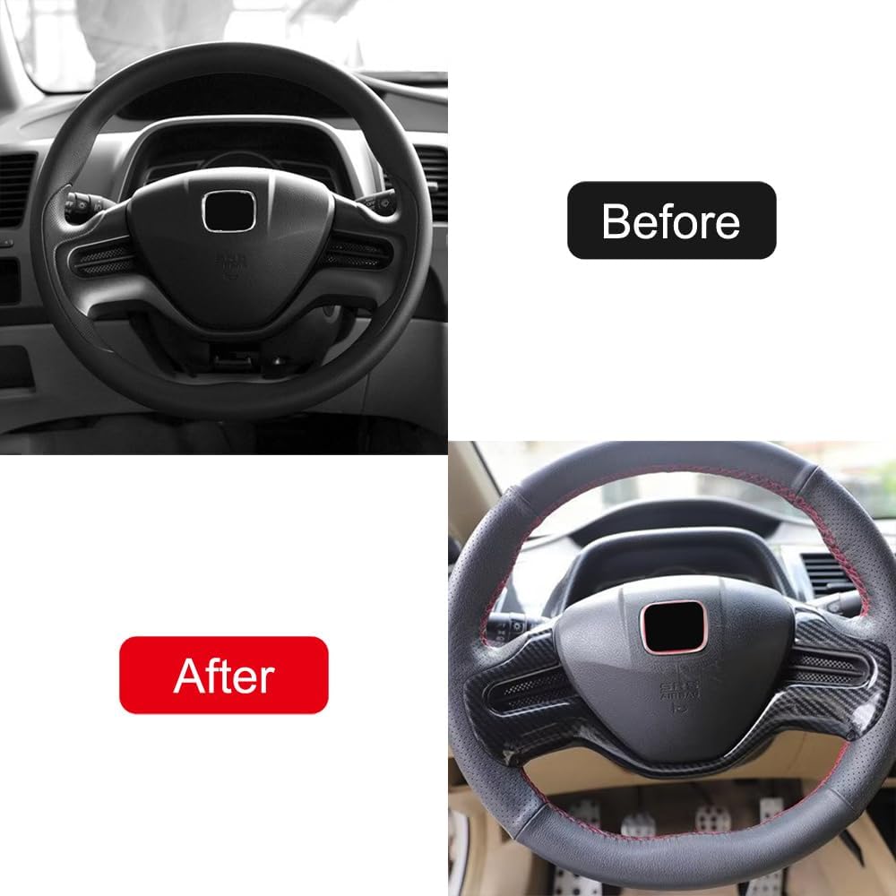 for Honda Civic 8th 2006 2007 2008 2009 2010 2011 2012 Carbon Black Interior Steering Cover Trim ABS Car Accessories 1pcs