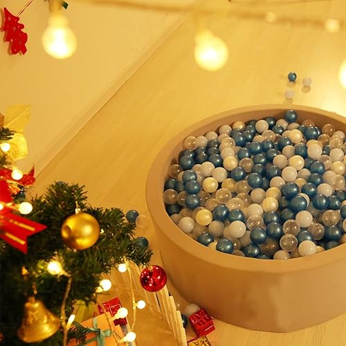 Miniatura 5 de GOGOSO Pelotas de plástico sin ftalatos, sin BPA, no tóxica, con color azul, azul claro, blanco, transparente, 100 unidades, regalo para baby