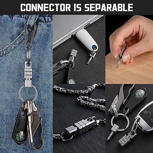 Image of TISUR Titanium Quick Release Keychain, Retractable Key Chain Detachable Keychain Clip，Pull Apart Key Rings for Men Women
